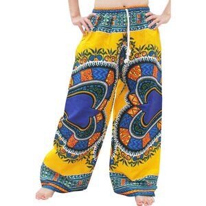 9651 Baggy Straight Leg Carnival Dashiki Print Unisex Pants Heart Print